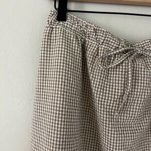 Taupe Gingham Checkered Skirt
